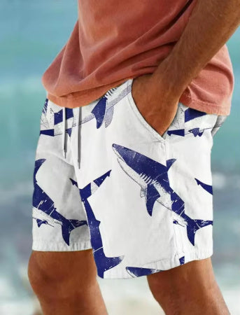 Fashion Personality 3D Shark Printed Beach Shorts