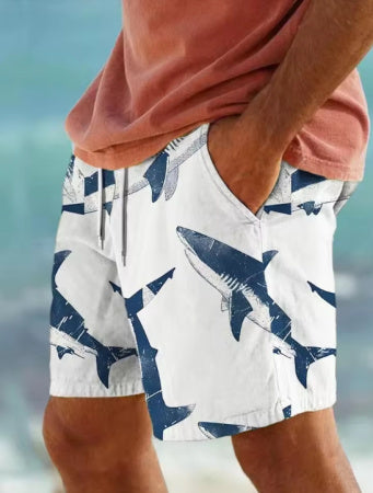 Fashion Personality 3D Shark Printed Beach Shorts