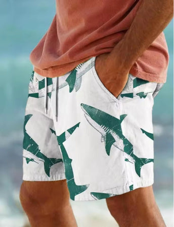 Fashion Personality 3D Shark Printed Beach Shorts