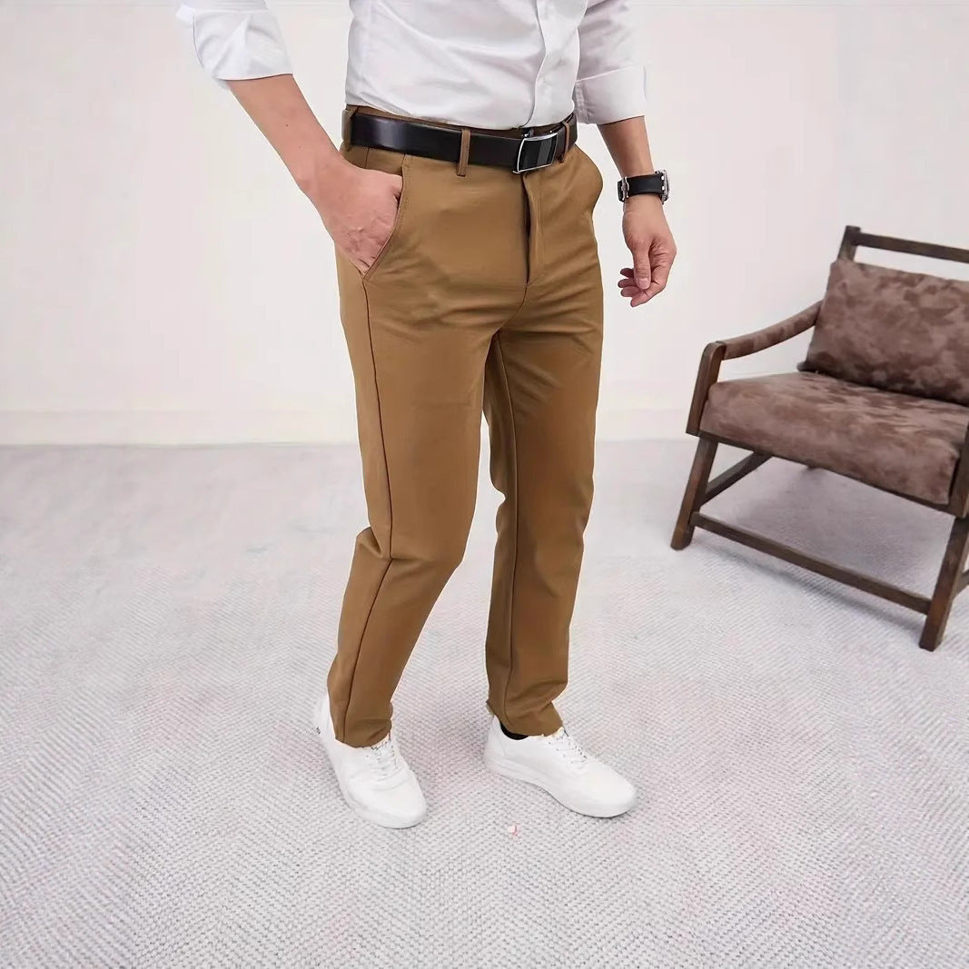 Men's Slim Fit Business Pure Color Casual Trousers
