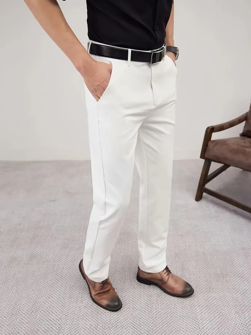 Men's Slim Fit Business Pure Color Casual Trousers