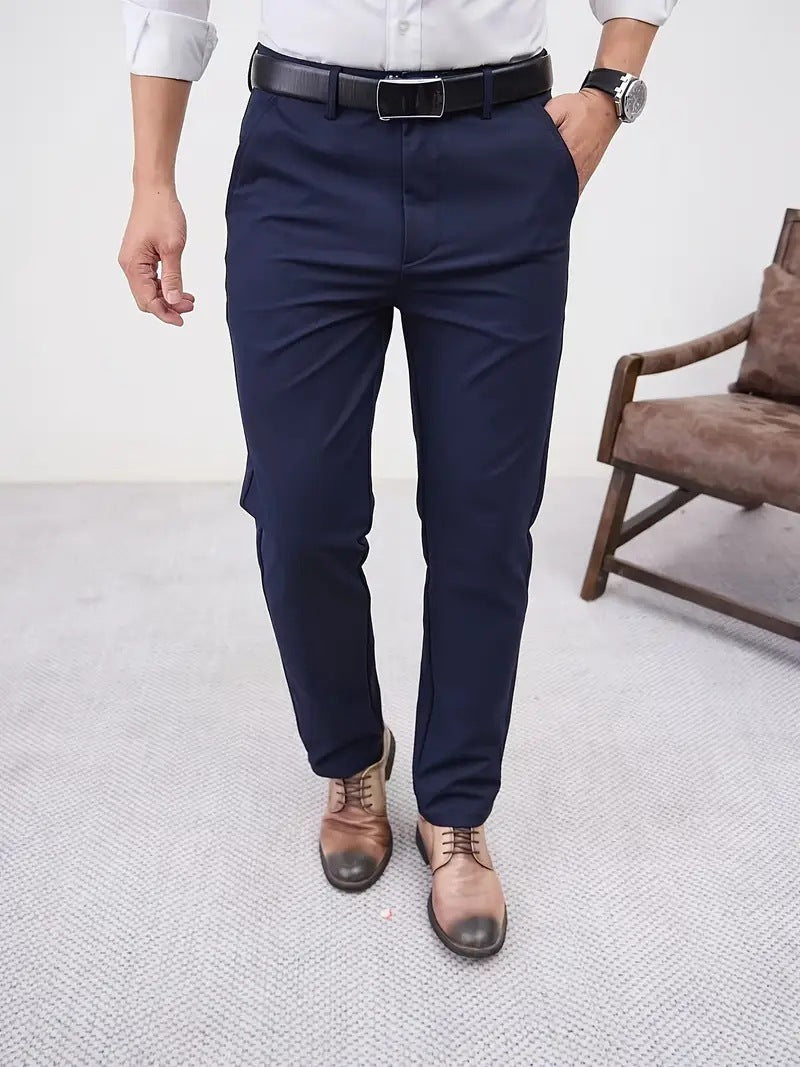 Men's Slim Fit Business Pure Color Casual Trousers