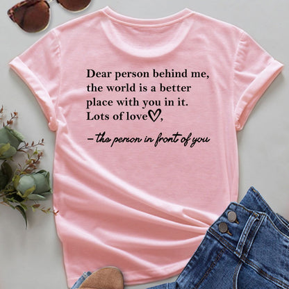 Letter Printed Fashionable Round Neck Shirt