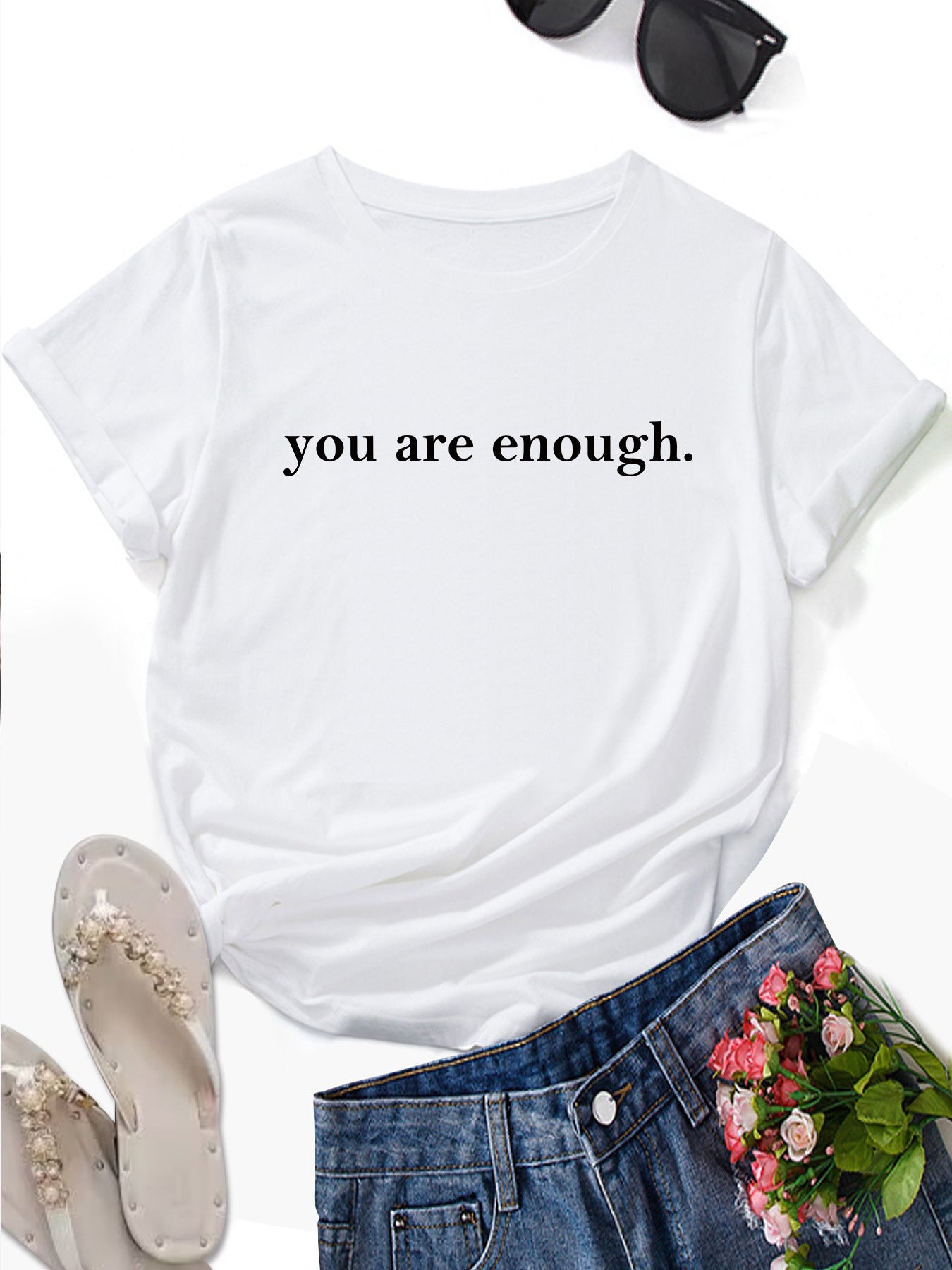Letter Printed Fashionable Round Neck Shirt