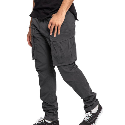 American Drawstring Multi-pocket Straight Pants