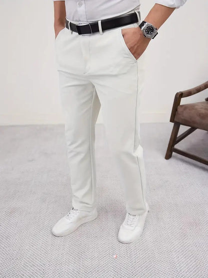 Men's Slim Fit Business Pure Color Casual Trousers
