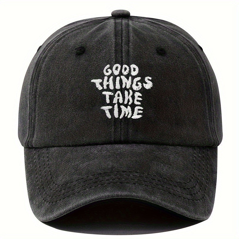 Embroidered Letter Washed-out Baseball Cap