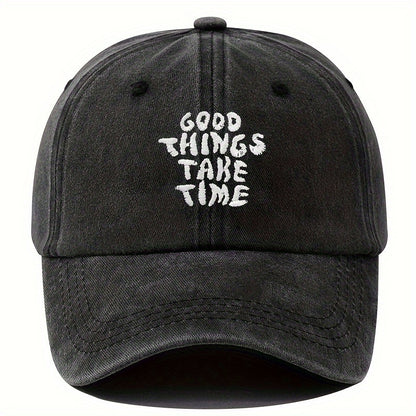 Embroidered Letter Washed-out Baseball Cap