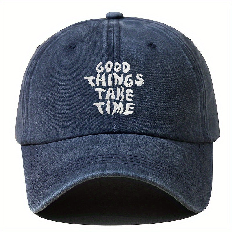 Embroidered Letter Washed-out Baseball Cap