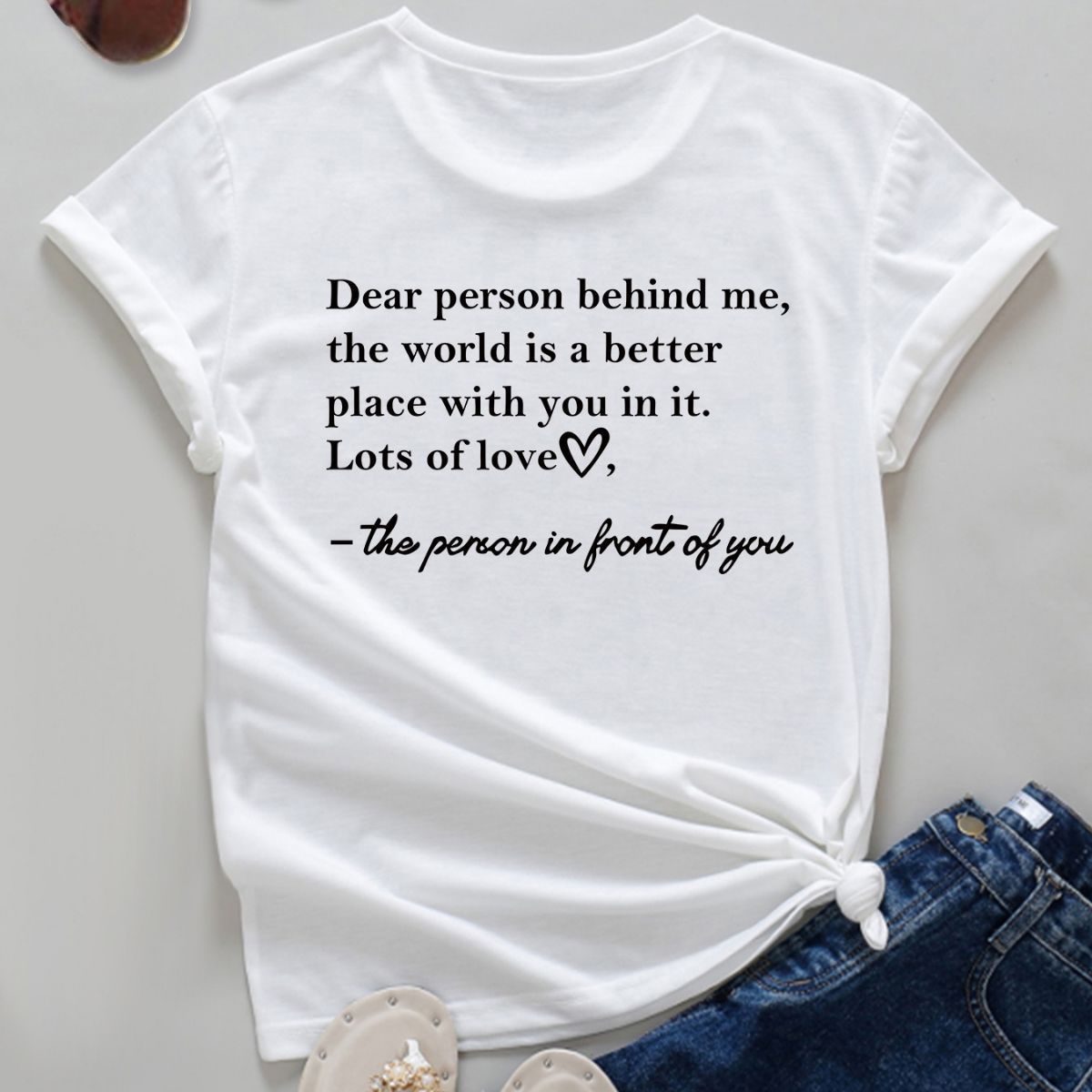 Letter Printed Fashionable Round Neck Shirt