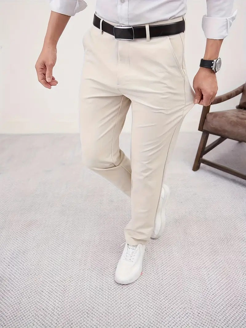 Men's Slim Fit Business Pure Color Casual Trousers