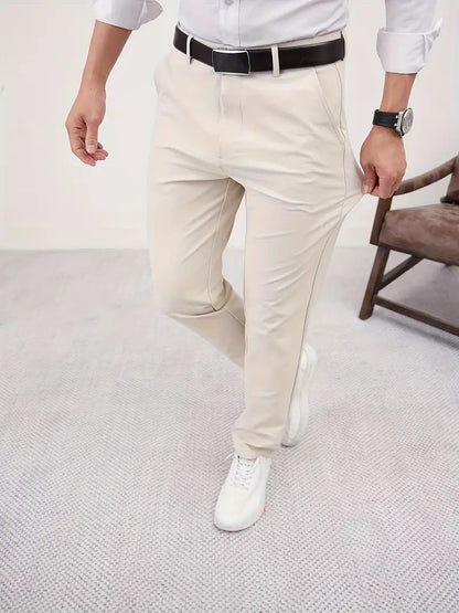 Men's Slim Fit Business Pure Color Casual Trousers