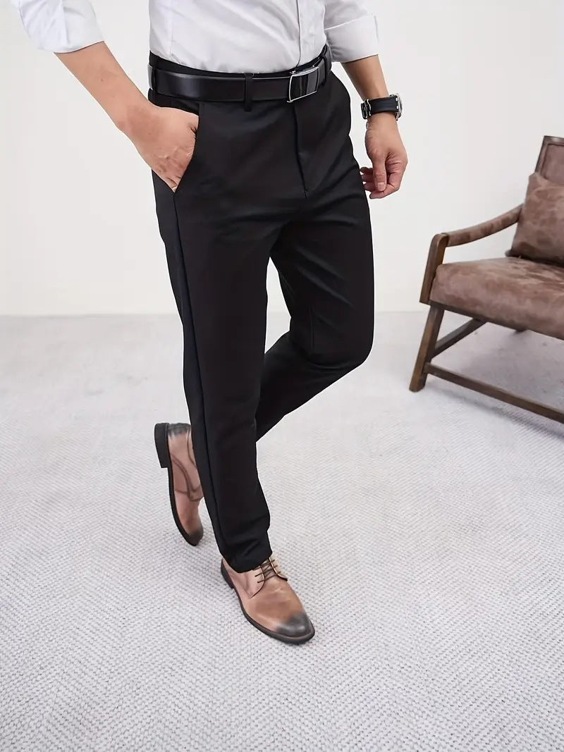 Men's Slim Fit Business Pure Color Casual Trousers