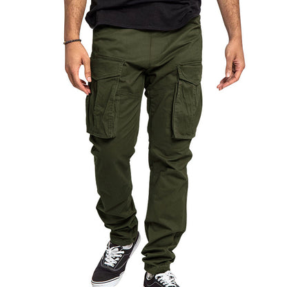 American Drawstring Multi-pocket Straight Pants