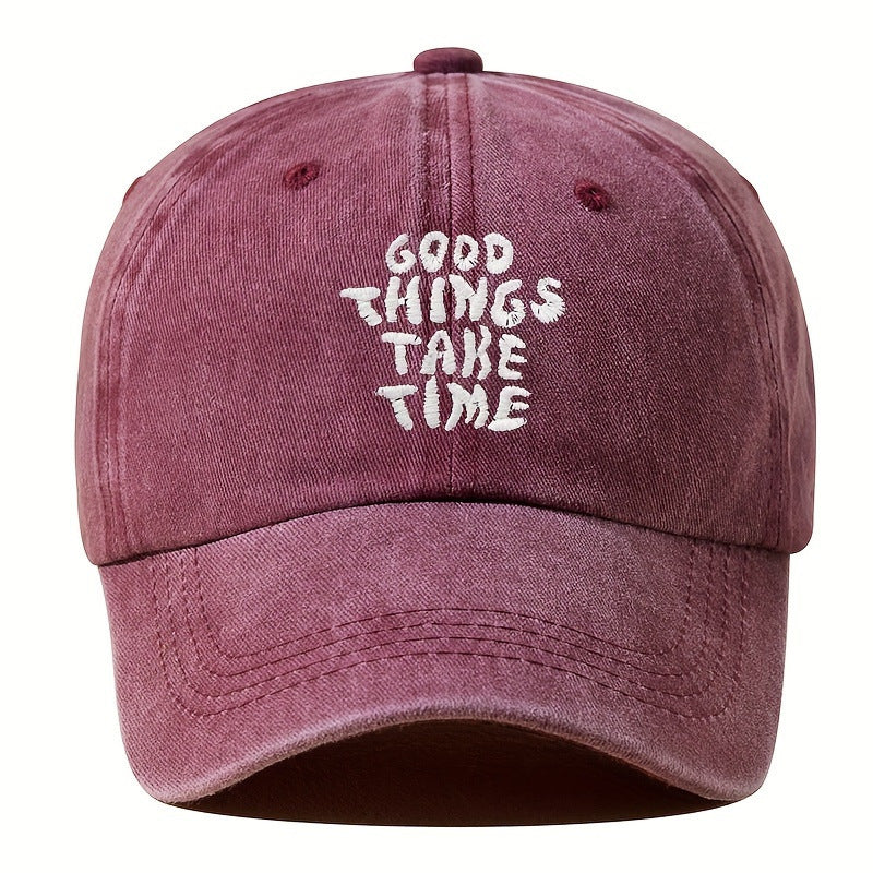 Embroidered Letter Washed-out Baseball Cap