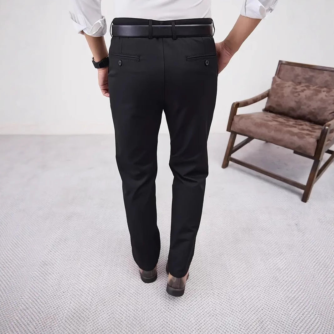 Men's Slim Fit Business Pure Color Casual Trousers