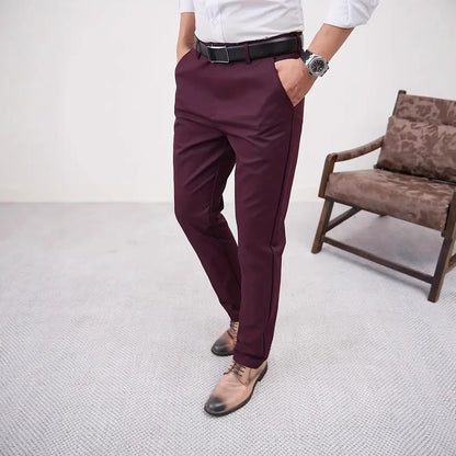 Men's Slim Fit Business Pure Color Casual Trousers