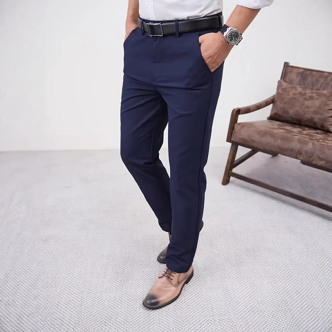 Men's Slim Fit Business Pure Color Casual Trousers