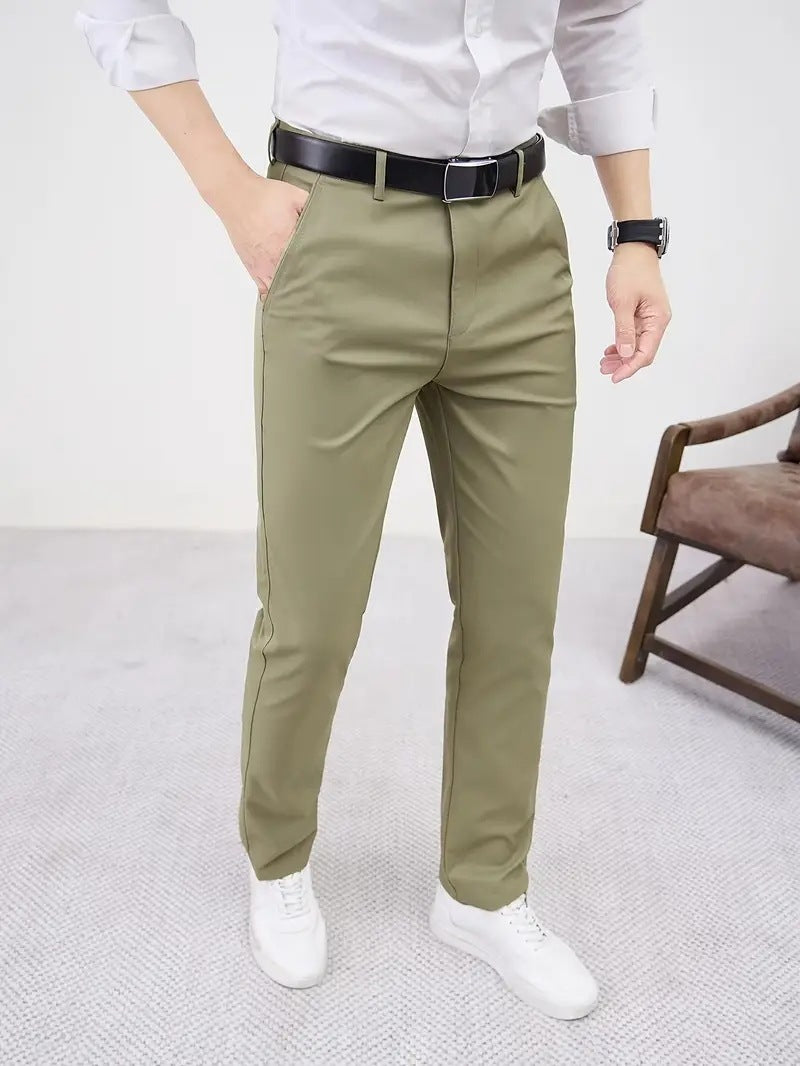 Men's Slim Fit Business Pure Color Casual Trousers