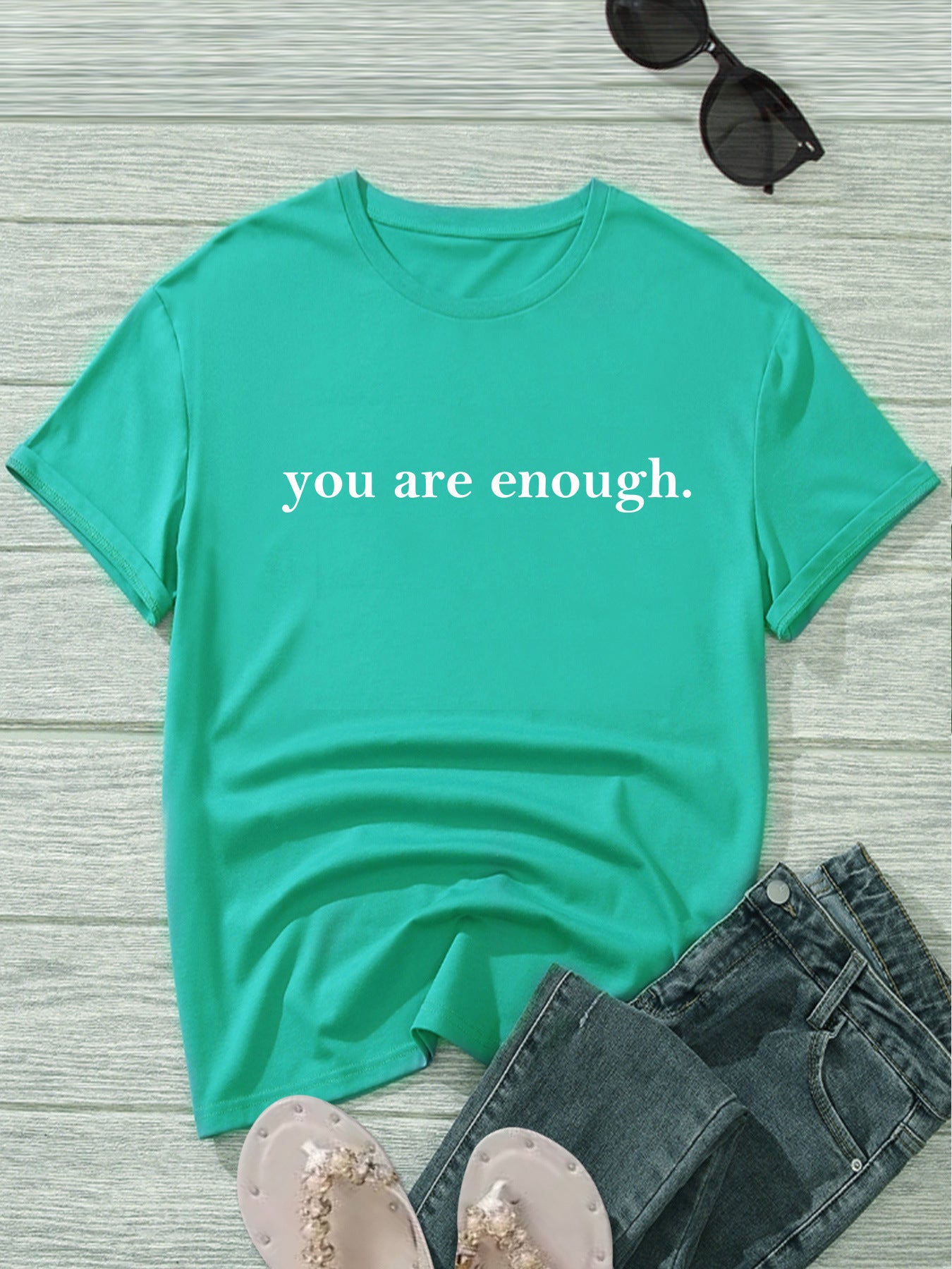 Letter Printed Fashionable Round Neck Shirt
