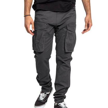 American Drawstring Multi-pocket Straight Pants
