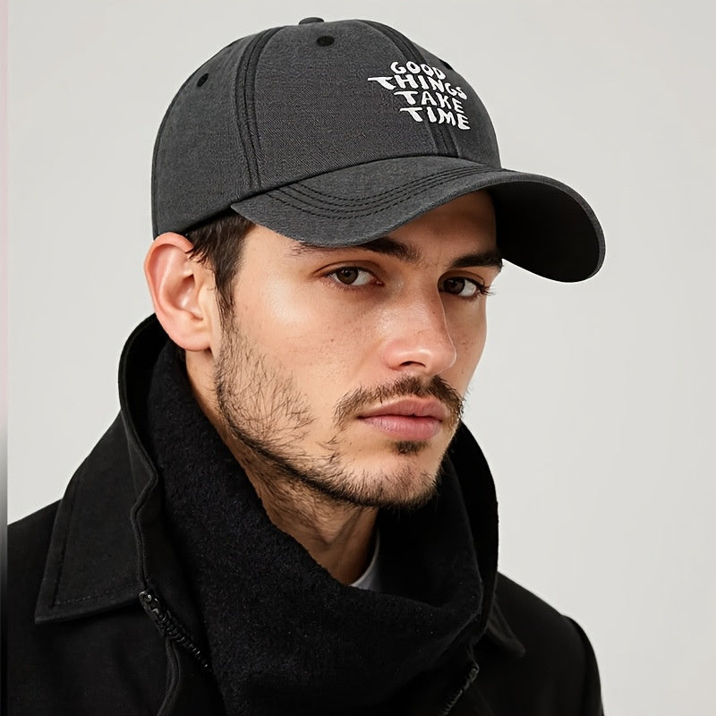 Embroidered Letter Washed-out Baseball Cap