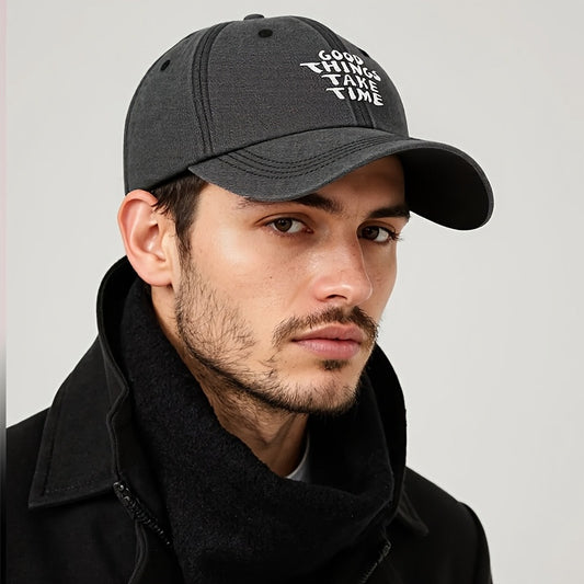 Embroidered Letter Washed-out Baseball Cap