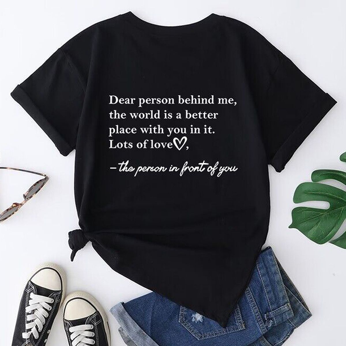 Letter Printed Fashionable Round Neck Shirt
