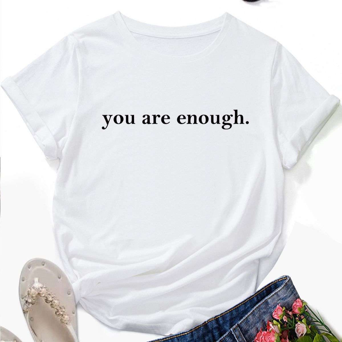 Letter Printed Fashionable Round Neck Shirt