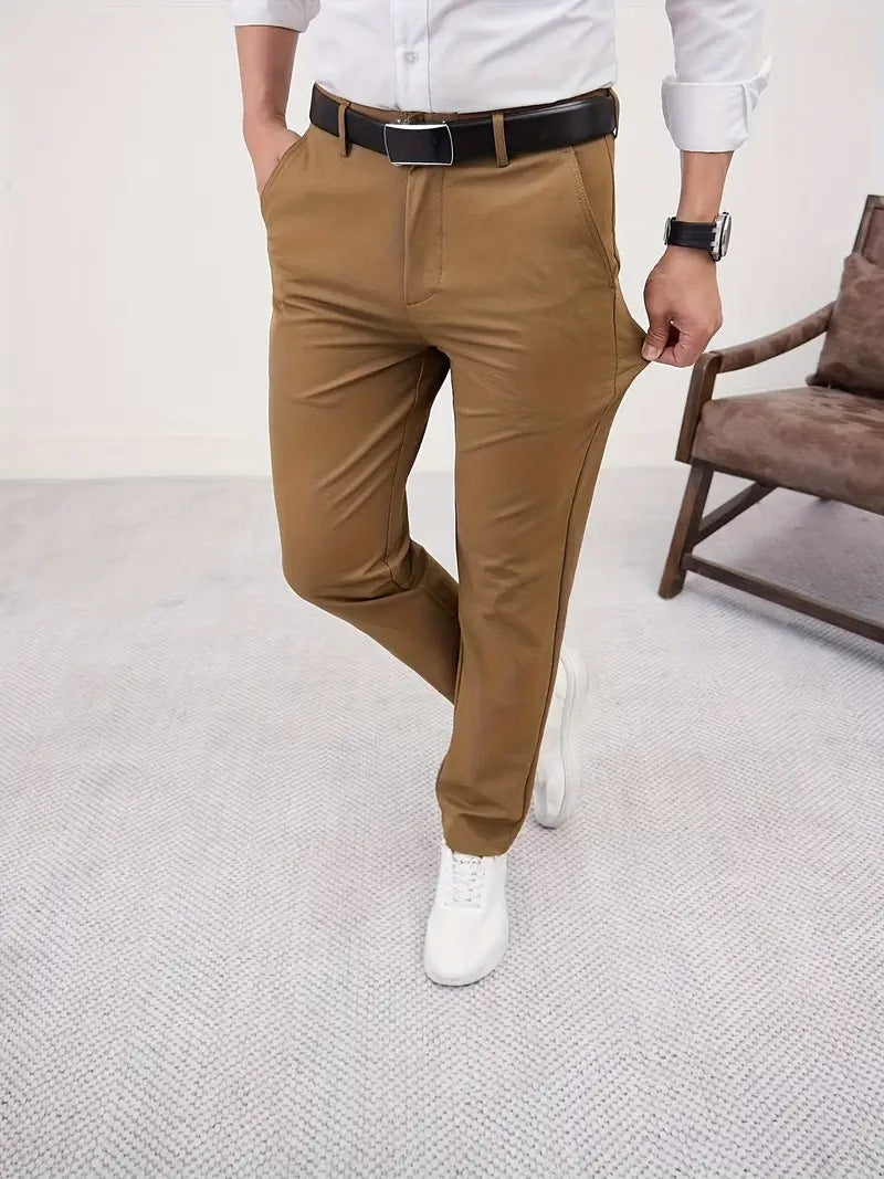 Men's Slim Fit Business Pure Color Casual Trousers