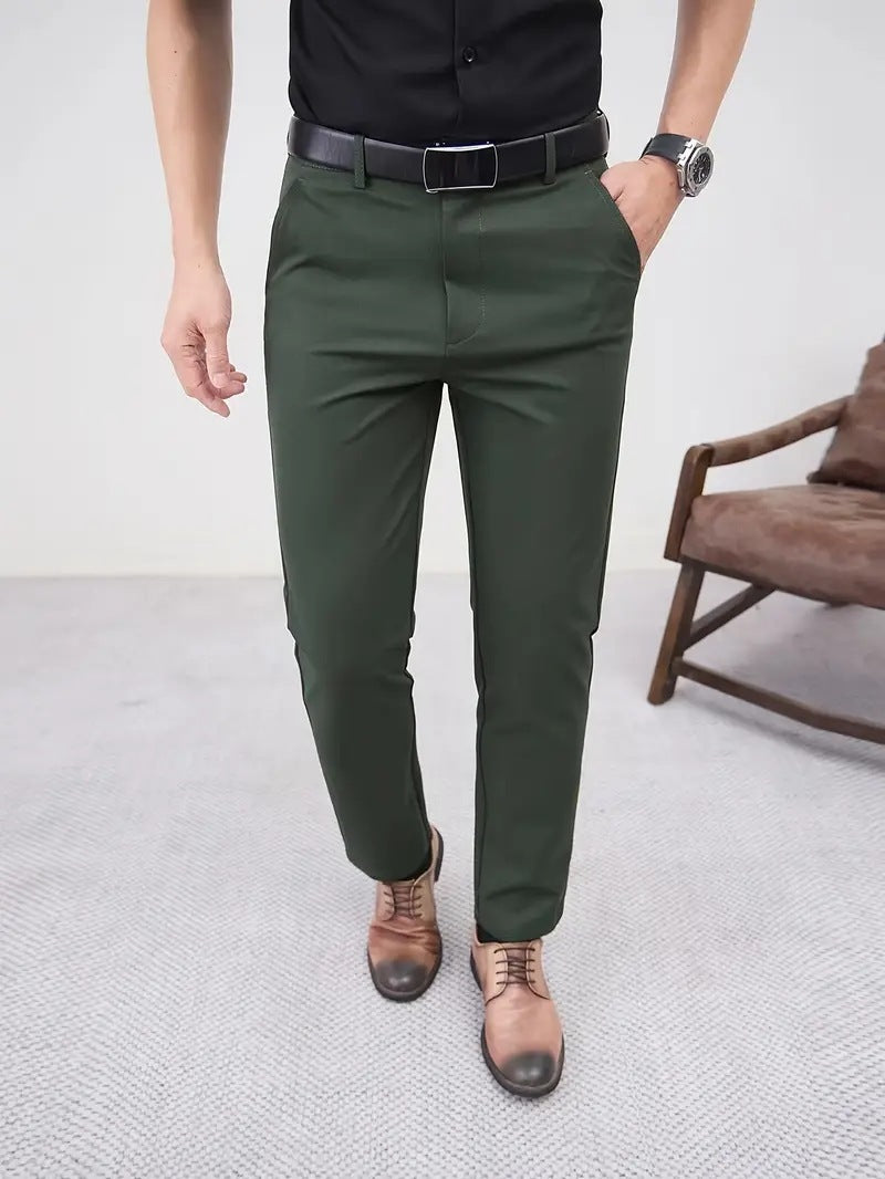 Men's Slim Fit Business Pure Color Casual Trousers