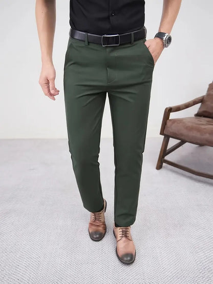 Men's Slim Fit Business Pure Color Casual Trousers