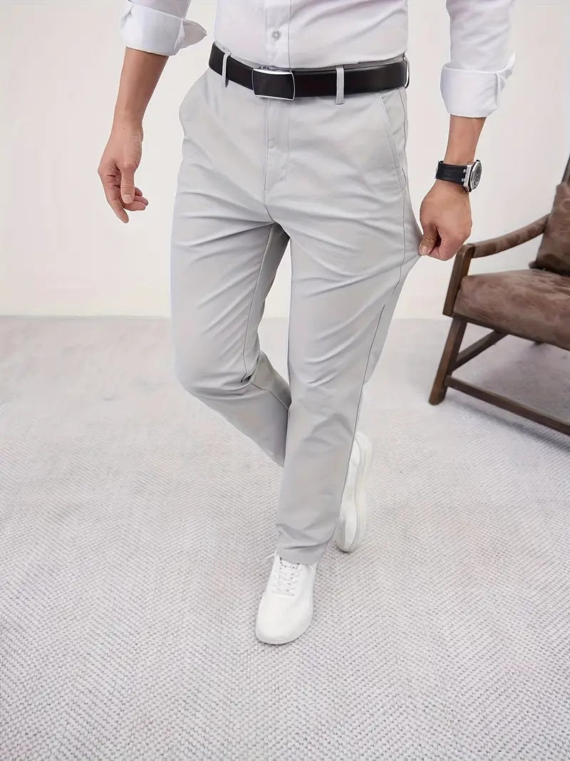 Men's Slim Fit Business Pure Color Casual Trousers