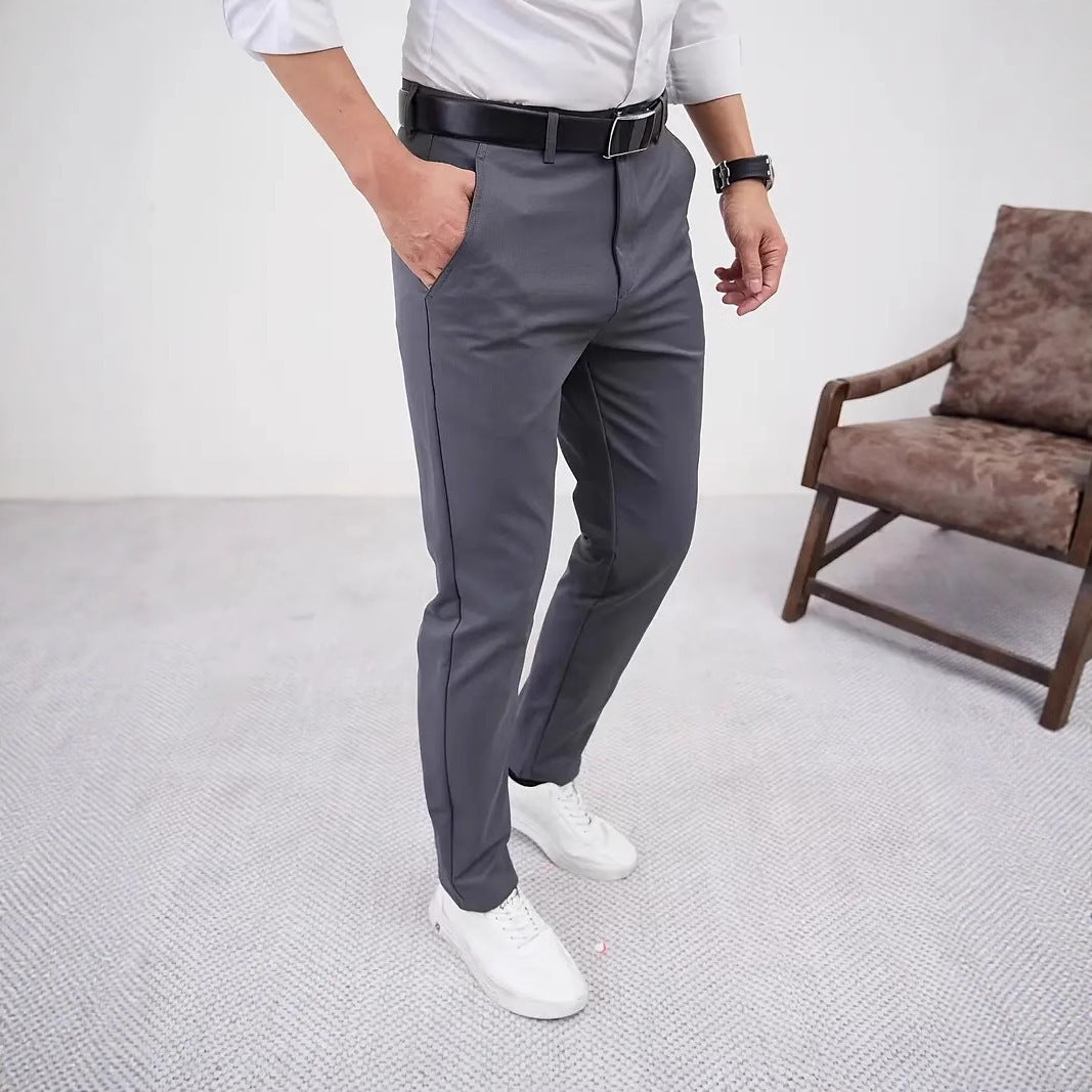 Men's Slim Fit Business Pure Color Casual Trousers