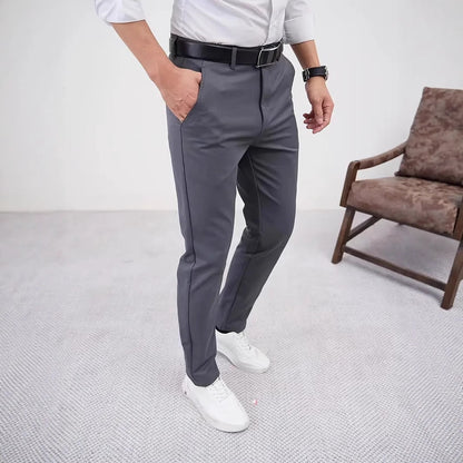 Men's Slim Fit Business Pure Color Casual Trousers